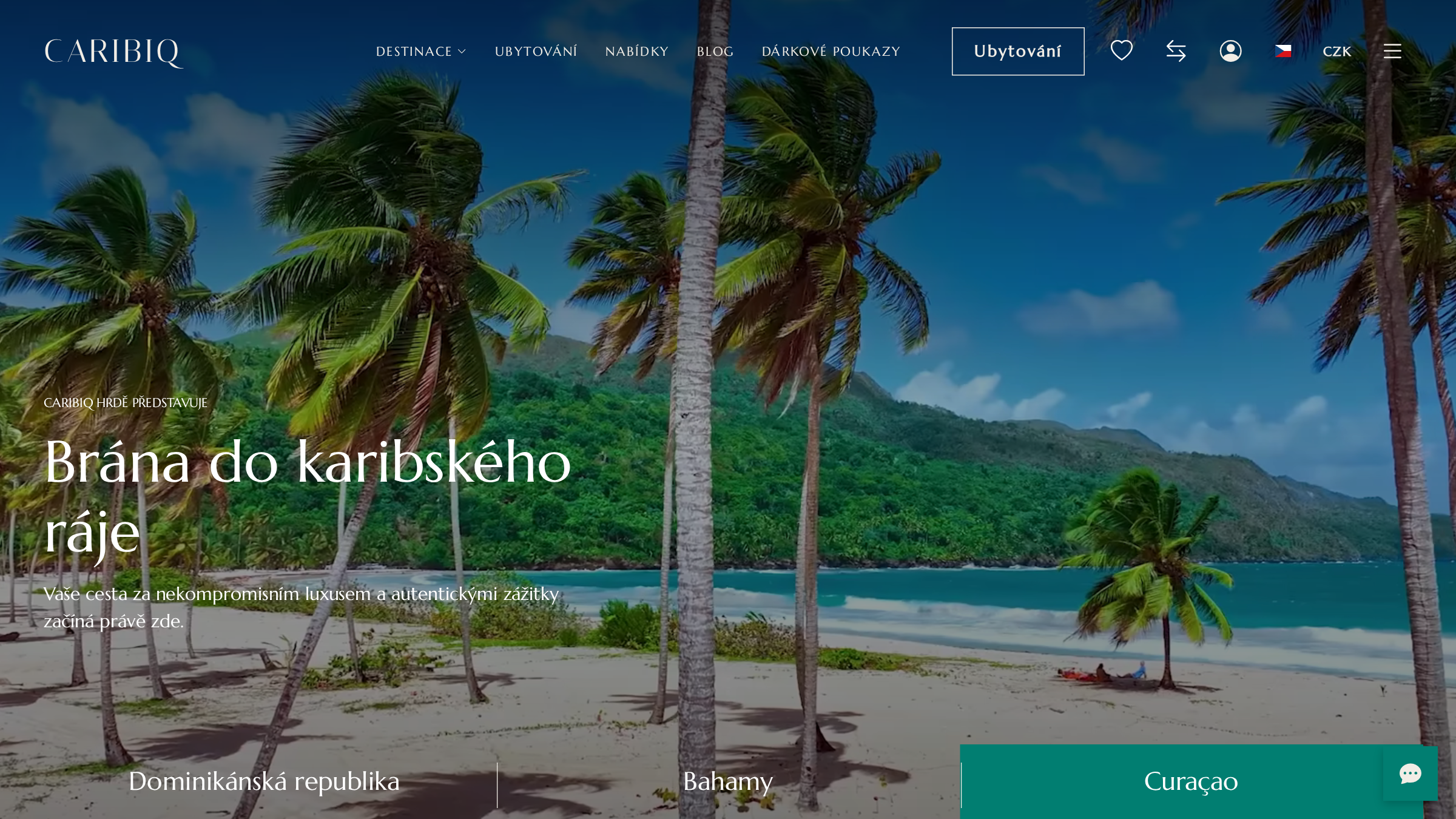 Startpagina Caribiq met presentatie van Caribische bestemmingen en accommodatie